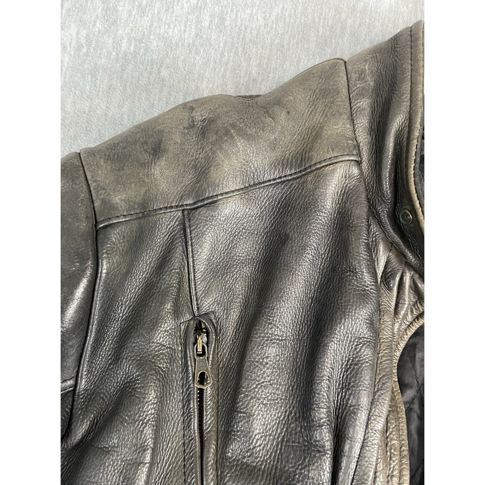 Unik Ultra Leather Motorcycle Jacket w/Liner Men's Size 44 L/XL Black Eagle Flag - Picture 7 of 15
